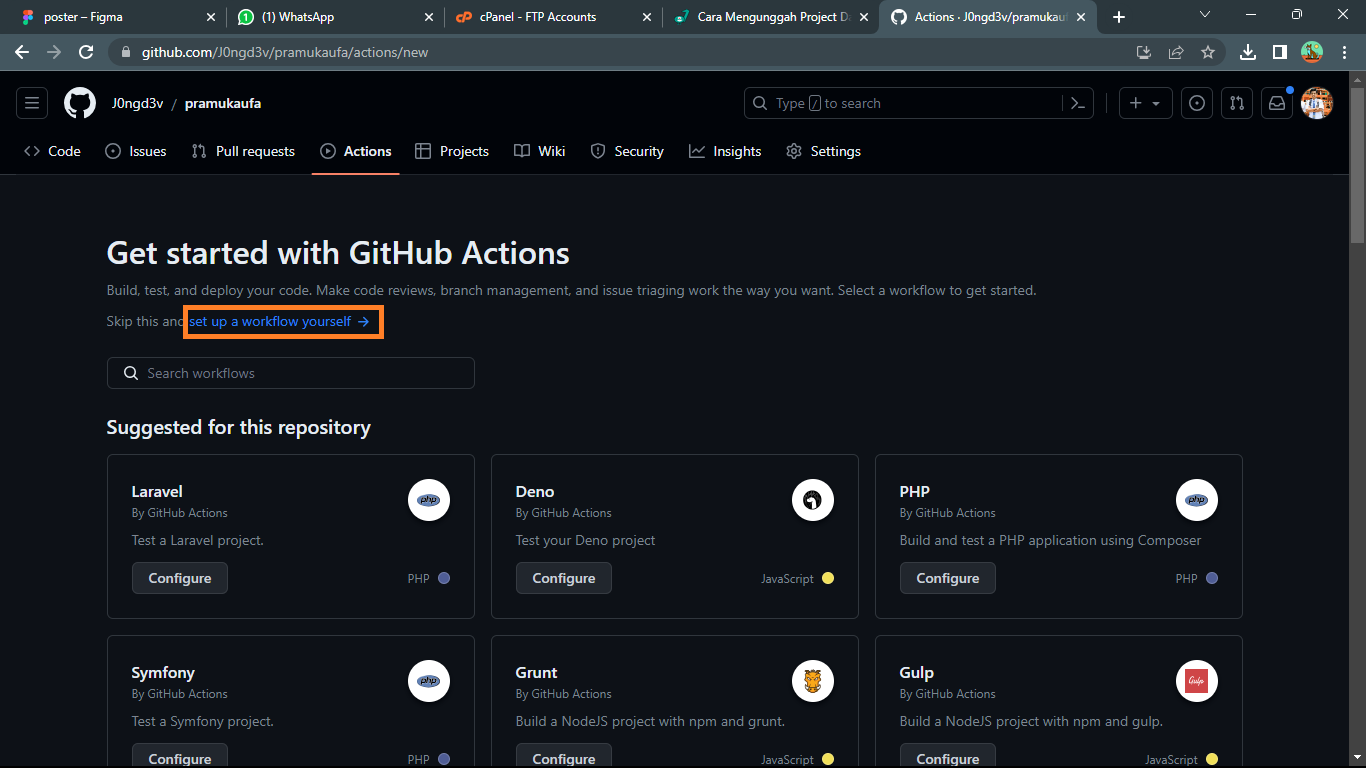 Configurasi ftp github