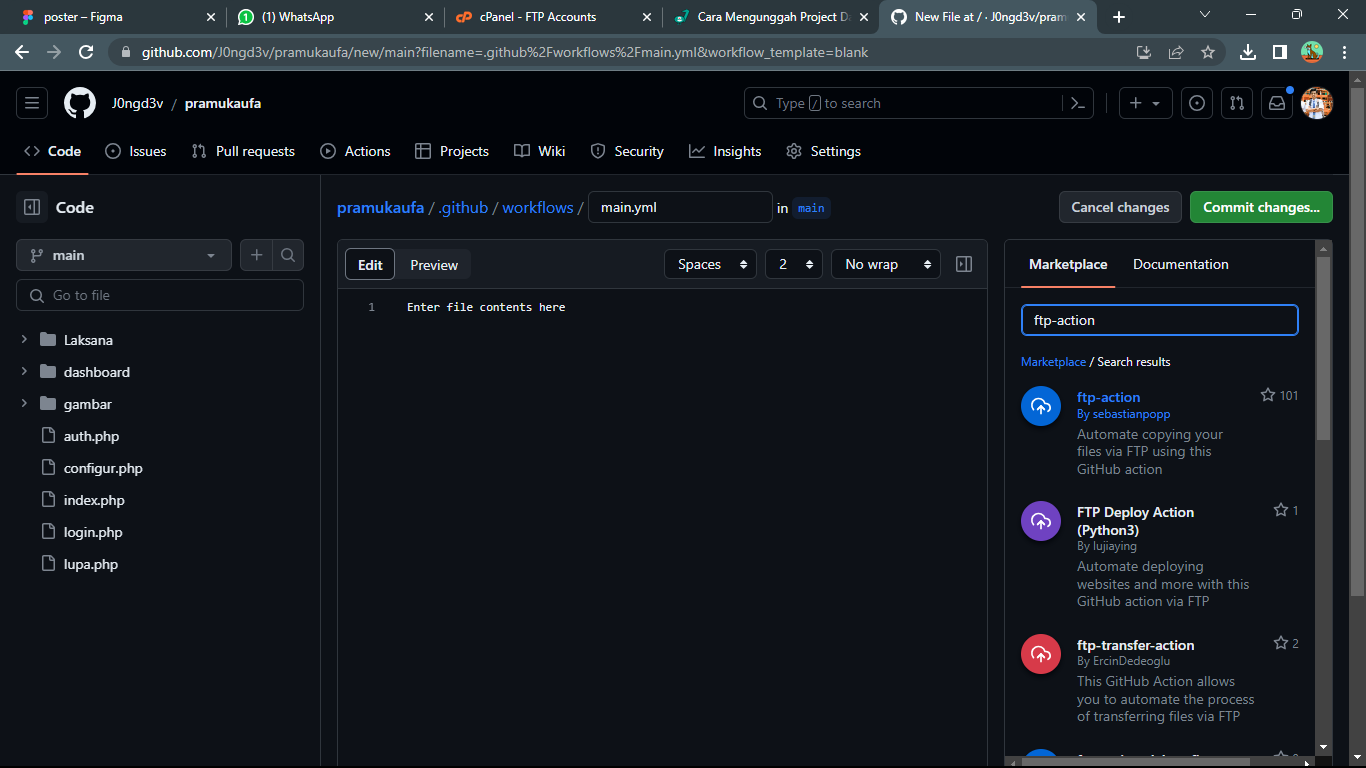 Configurasi ftp github