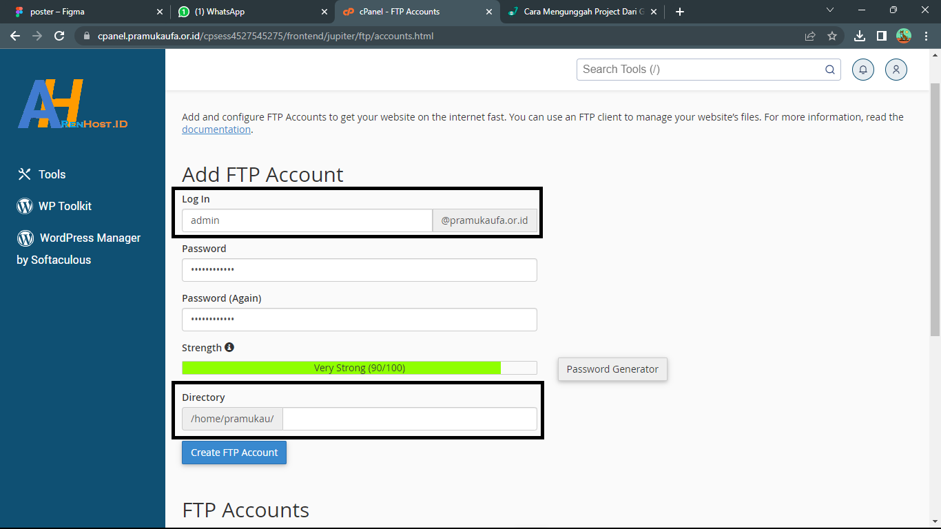 Create FTP Accounts